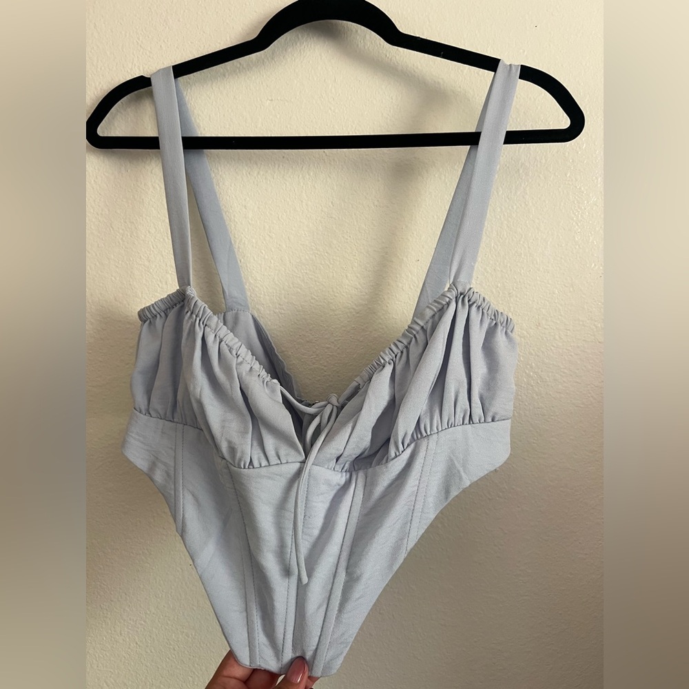 Princess Polly Light Blue Crop Top - Picture 2 of 5